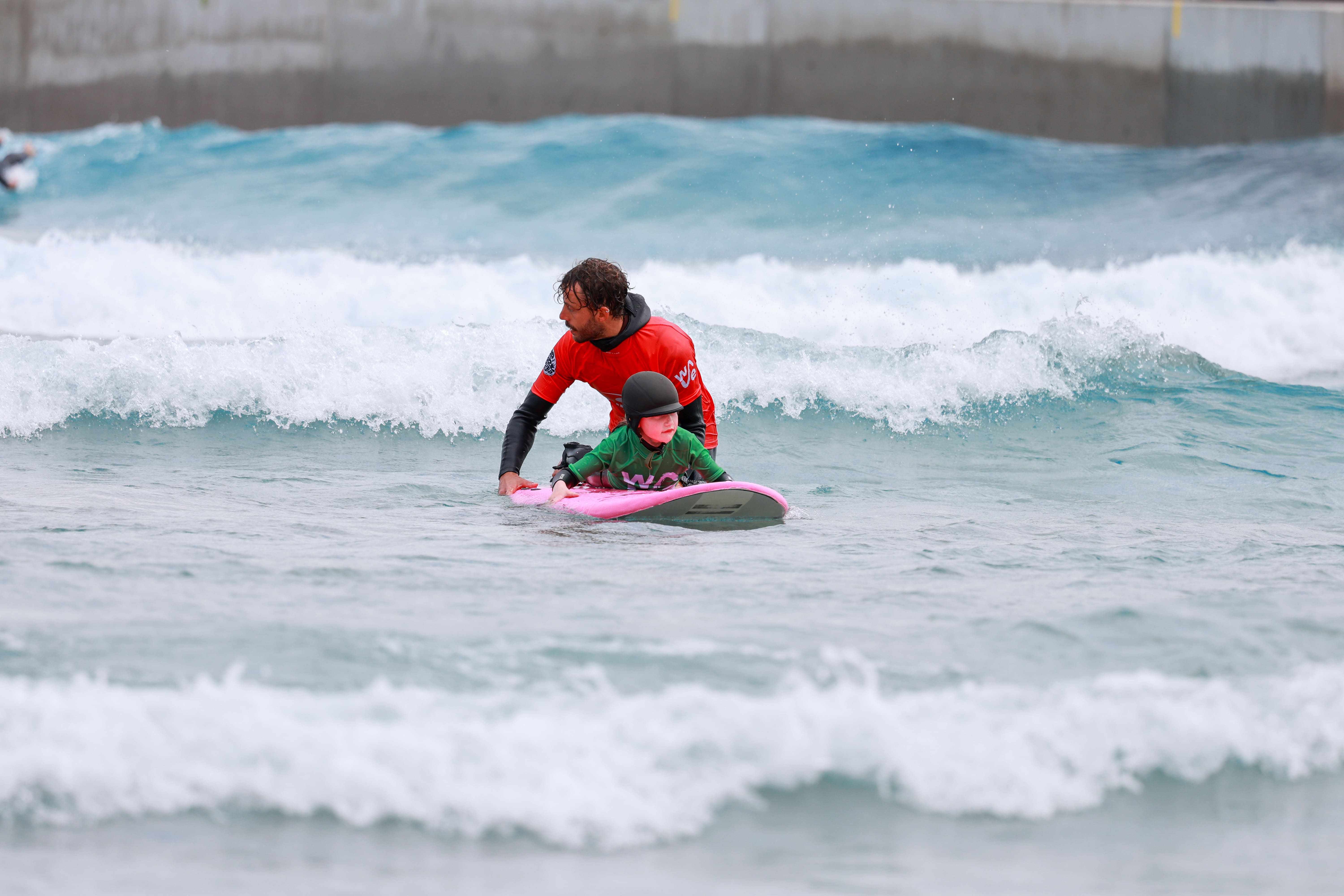 Surf lesson at The Wave, Kids Little Rippers lesson